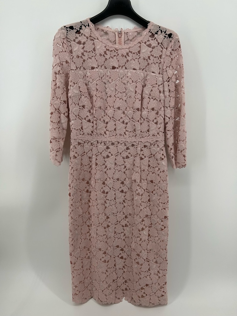Escada Blush Pink Lace Crochet Midi Dress